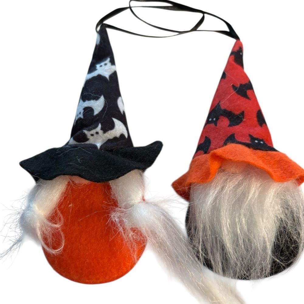 Halloween Mr & Mrs Gnome Ornament Set - Black‎ and Orange